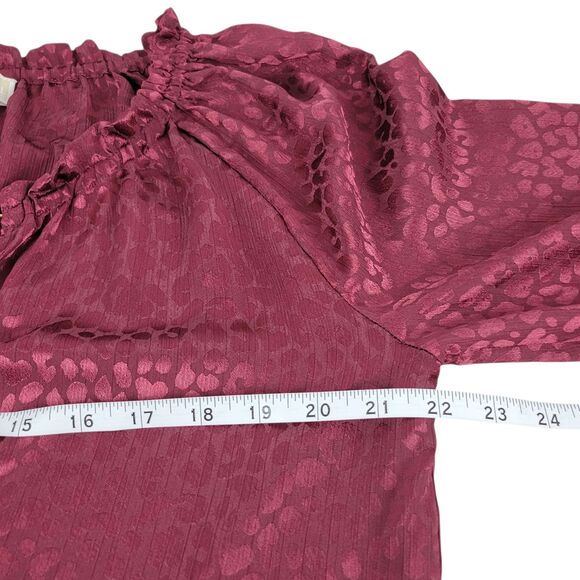 Michael Michael Kors Top Womens size L Merlot Blouse with Gold Chains NWT $110 - Picture 7 of 8